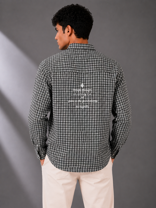 Monochrome Checkered Graphic Shirt