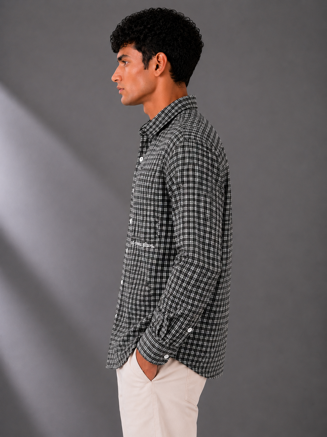 Monochrome Checkered Graphic Shirt