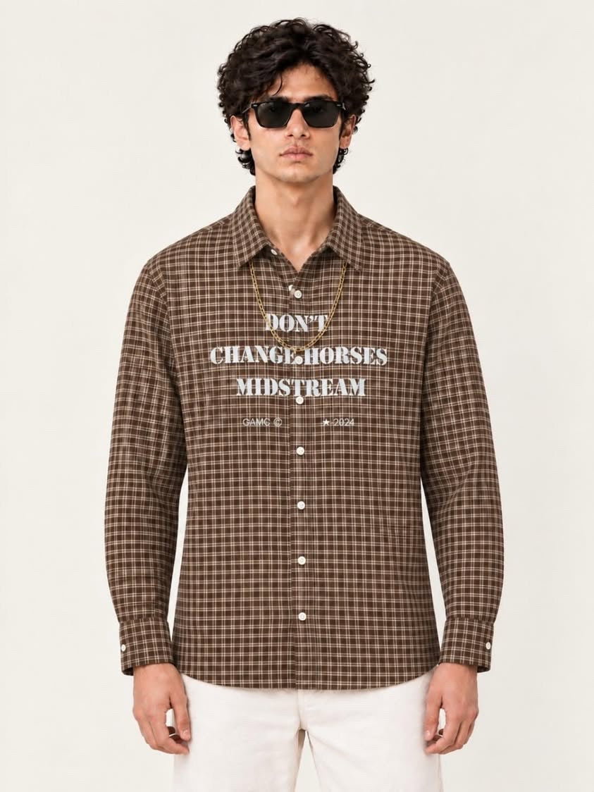 Premium Plaid Boxy Fit Graphic Shirt
