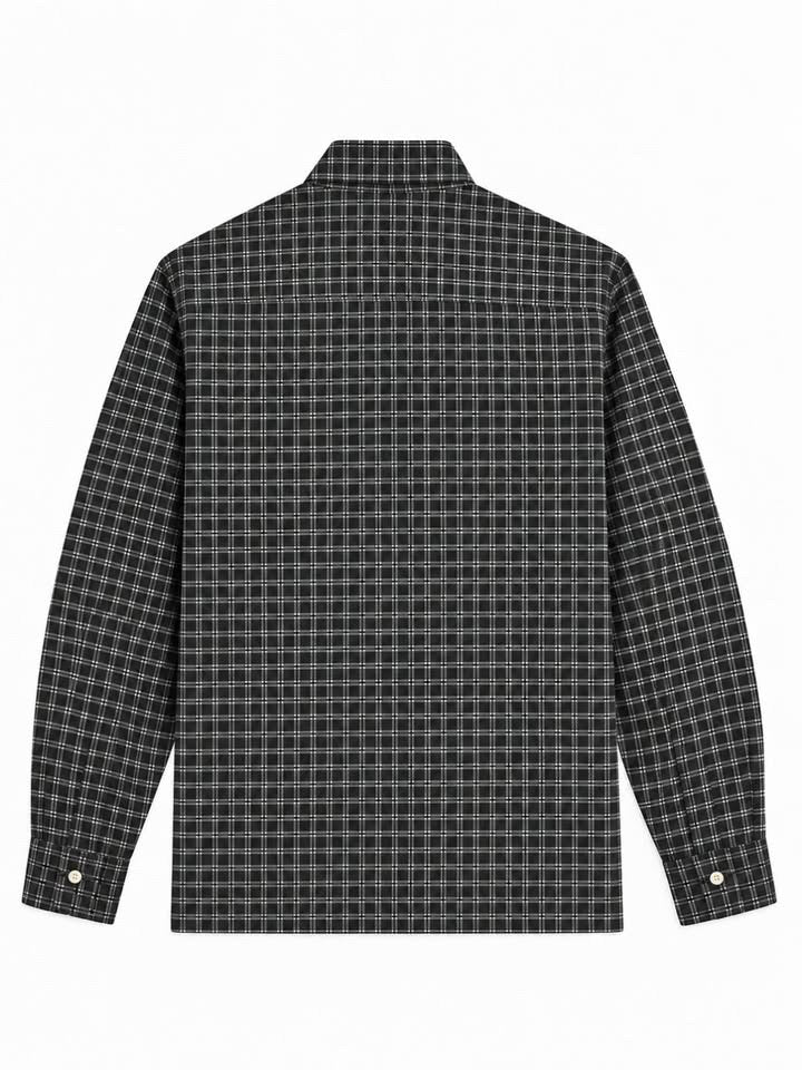 Premium Black Plaid Boxy Fit Graphic Shirt