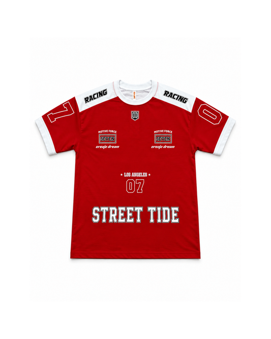 Premium Racing Streetwear T-Shirt – Red & White “Street Tide”