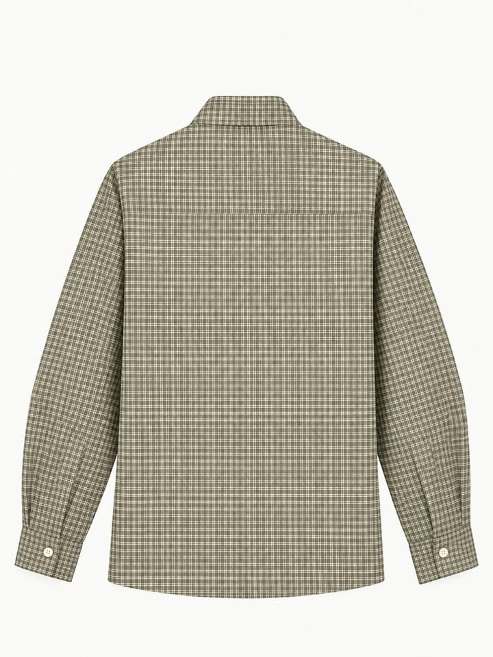 Premium Olive Green Plaid Boxy Fit Graphic Shirt