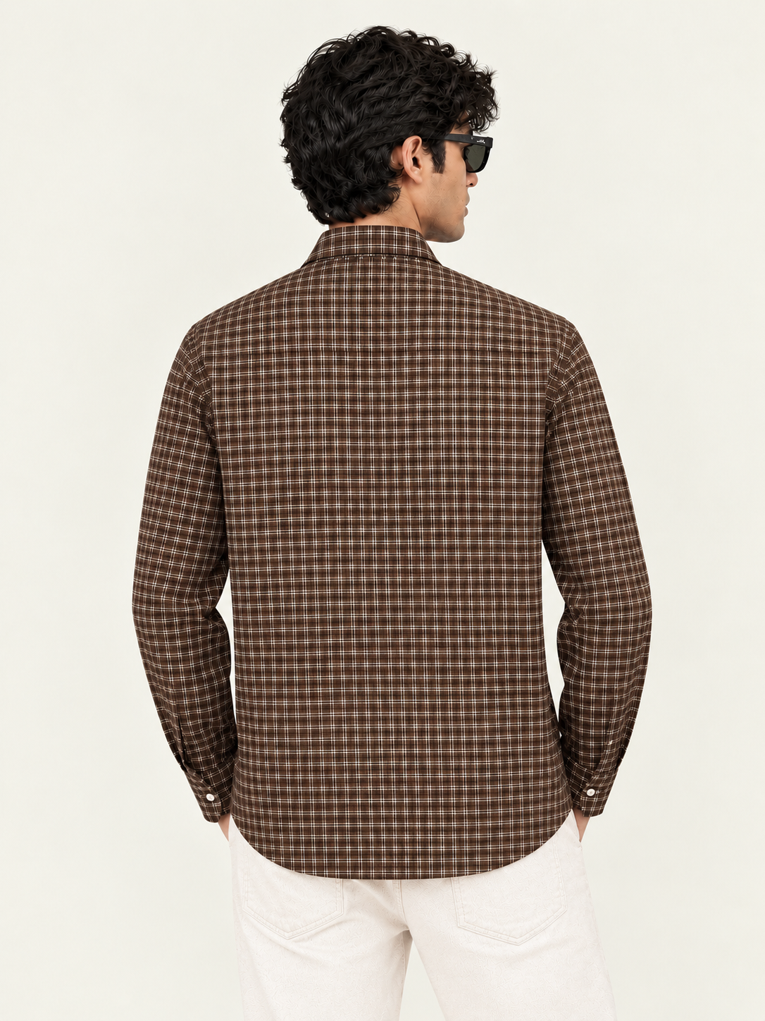 El Pelo Brown Plaid Printed Full Sleeve Boxy Shirt