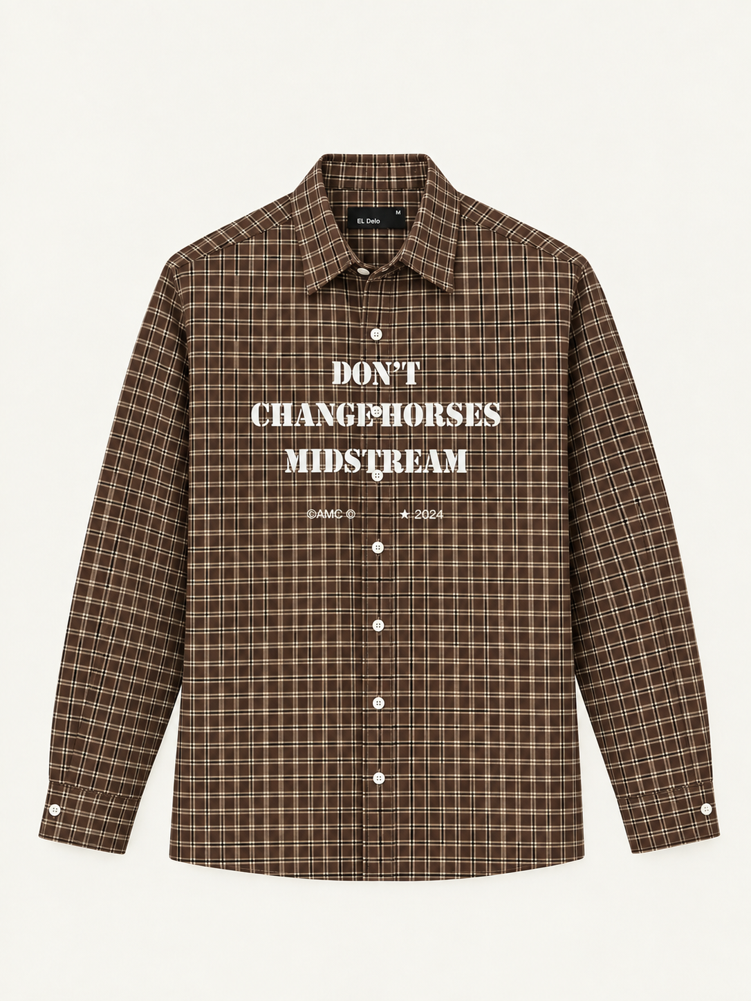 El Pelo Brown Plaid Printed Full Sleeve Boxy Shirt