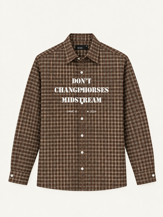 El Pelo Brown Plaid Printed Full Sleeve Boxy Shirt
