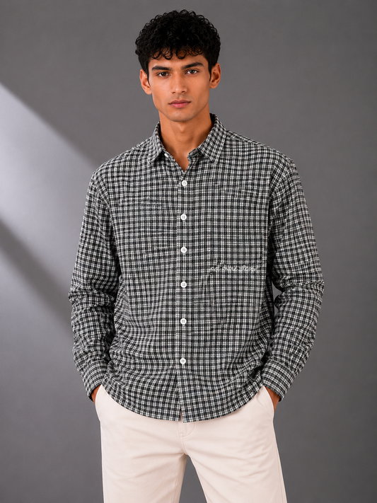 Monochrome Checkered Graphic Shirt