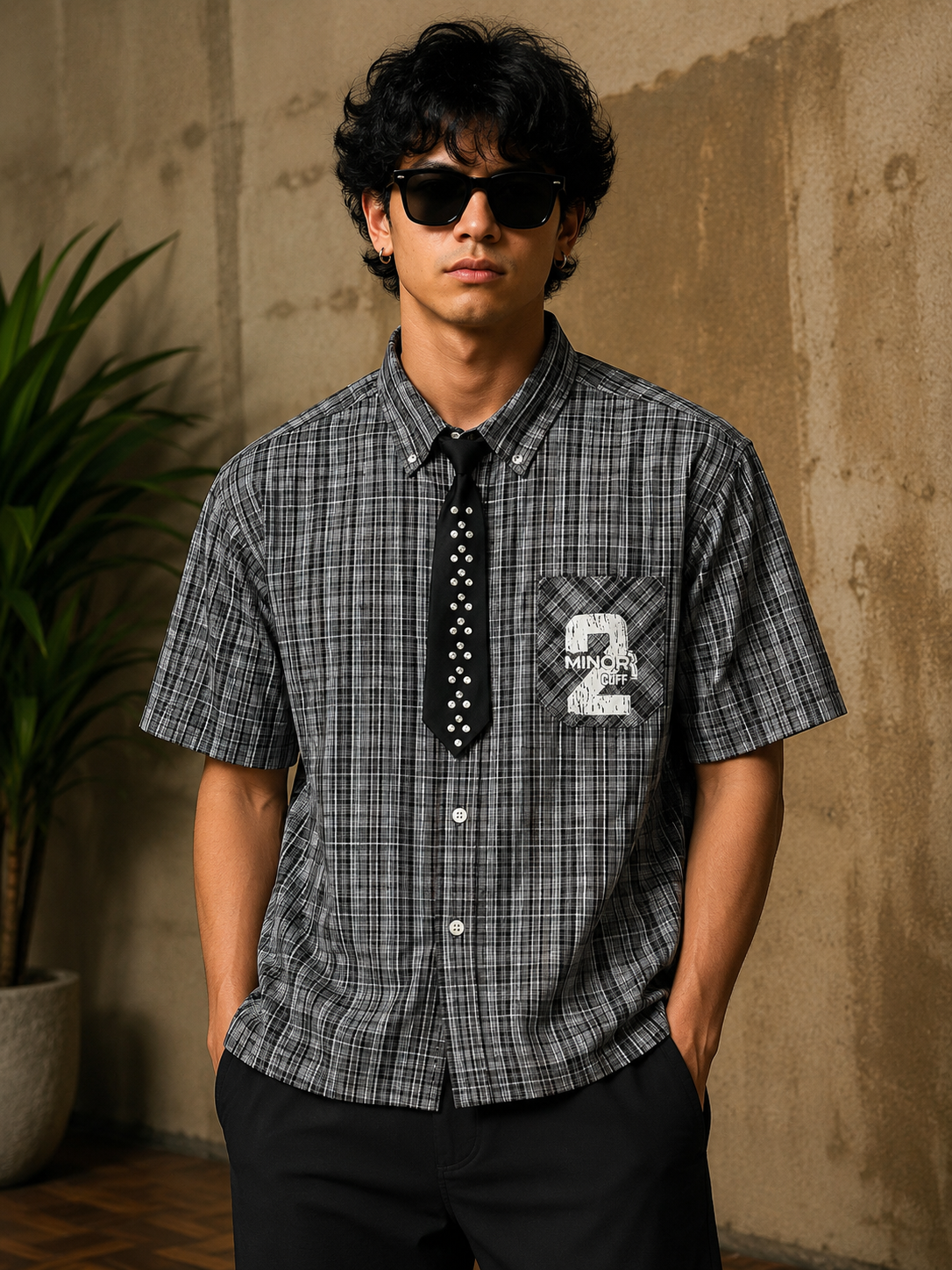 ELVUE Urban Plaid Oversized Streetwear Shirt
