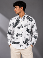 ELVUE Distressed Print Oversized Shirt