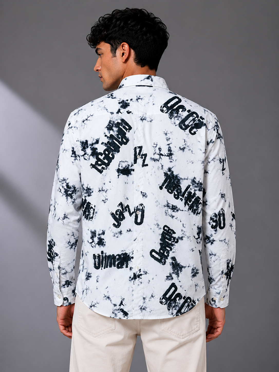 ELVUE Distressed Print Oversized Shirt