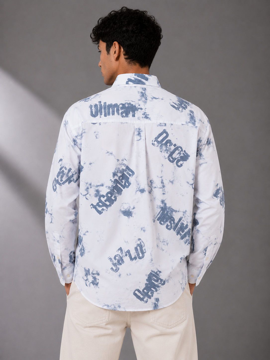 ELVUE Distressed Print Oversized Shirt