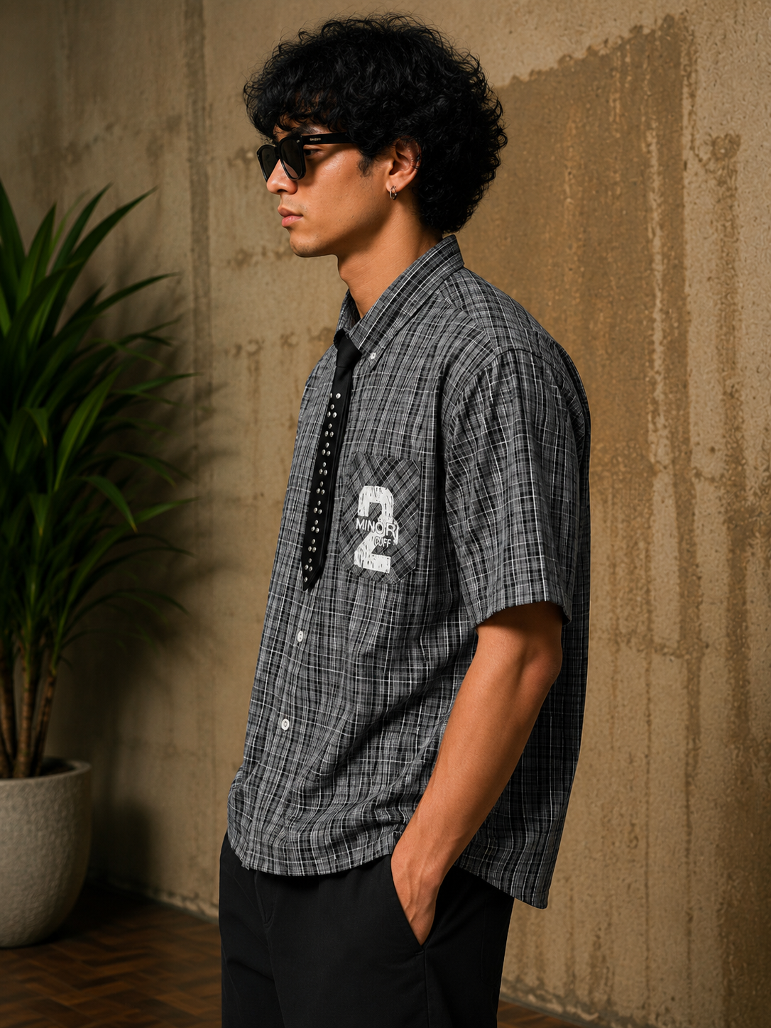ELVUE Urban Plaid Oversized Streetwear Shirt