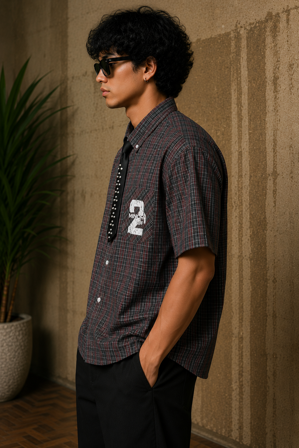 ELVUE Urban Plaid Oversized Streetwear Shirt