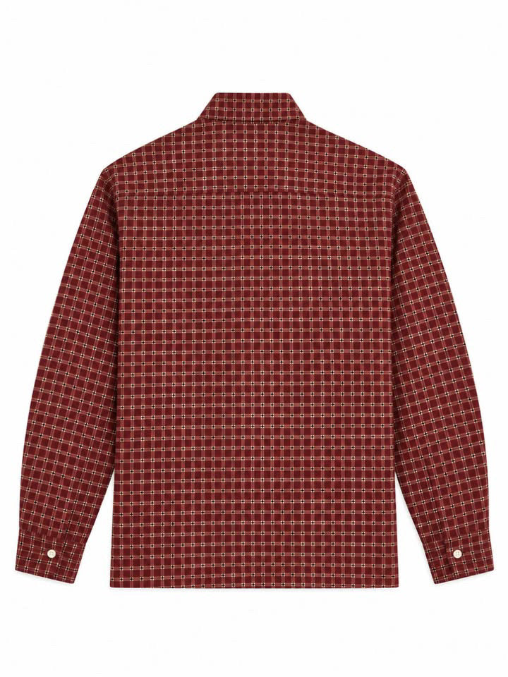 Premium Maroon Plaid Boxy Fit Graphic Shirt